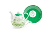 Grace Teaware Emerald Geo Bloom Fine Porcelain Tea For One Set