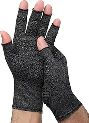 Compression Arthritis Gloves Fingerless with Grips(1 Pair)-T Tersely Warmth Therapeutic Compression Gloves for Pain Relief- Improve Circulation in Wrist & Hand, Helps with Carpal Tunnel