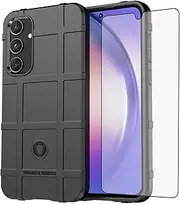 [Asuwish] Phone Case for Samsung Galaxy A55 5G with Tempered Glass Screen Protector Cover and Slim Thin Hard Mobile Film Rugged TPU Full Body Cell Accessories Protective A 55 55A A555G Women Men Black