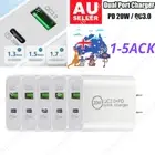 20W DUAL USB-C Type C Fast Wall Charger Adaptor QC 3.0 For Android iPhone iPad