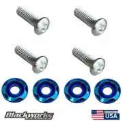 4 TITANIUM BURNT LICENSE PLATE ANTI THEFT SECURITY BOLTS WASHERS SCREWS SILVER (for: Honda Civic)