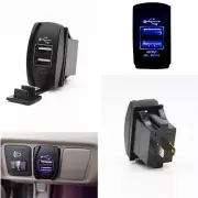 2 Port USB Jack Charger Panel Mount 3.1A Output Carling Narva Socket Blue LED