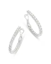 Bloomingdale's Fine Collection Diamond Inside Out Oval Hoop Earrings in 14K White Gold, 1.75 tcw