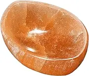 Peach Selenite Eyes Oval Bowl 10.5 x 7 x 3 cm - Hand Carved Oval Selenite Bowl, Ideal for Jewellery, Gemstones or Tea Lights, Natural Energy Work, Soothing Decoration 16291
