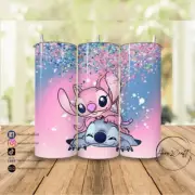 Stitch & Angel Pink & Blue 20oz skinny tumbler