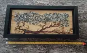 Fractal Lichtenberg Wood Burning Art Shadowbox - Burnt Tree With Glass Beads