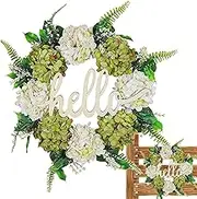 Fall Wreath for Front Door - Hello Sign Fall Wreath for Front Door,Unique Farmhouse Garland, 15.7inch Front Door Decorations for All Seasons Year Round