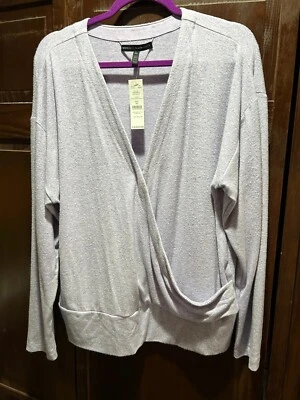 White House Black Market Snit Sleeve Surplice Heather Frosted Amethyst SZ XL
