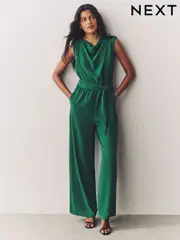 Emerald Green Cowl Neck Jumpsuit (AM5646) | $101