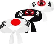 [PAMINGONO] 3pcs Japanese Headband Headband Karate Headwear Samurai Accessory Decor Breathable Comfortable Stylish Traditional Japanese Flair