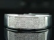 Diamond Wedding Band .925 Sterling Silver Mens Pave Engagement Ring 0.35 Ct.