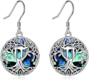 Tree of Life Sterling Silver Shell Earrings Christmas Gifts for Women Wife Mom