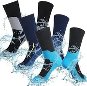 [RETZLA] 3 Pairs Unisex Waterproof Socks, Breathable Knit Socks for Men & Women, Ideal for Hiking, Wading, Running, Skiing, Black, Blue, Grey, One size