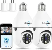 Hiseeu Light Bulb Security Camera Wireless WiFi 5G&2.4GHz,10X Zoom PTZ 2PS04