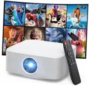 Portable Mini Projector with Electric Focus, Full HD 1080P Projector, White