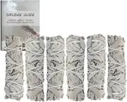 VEDA 4 Inch White Sage Smudge Sticks Bulk with Starter Guide (6 Pack) Smudge Sti