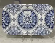Tommy Bahama Conch Shells Blue White MELAMINE 19x11.5 Serving Tray Platter Shell