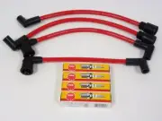 VMS 93-97 MAZDA RX7 FD 13B 10.2MM SPARK WIRES NGK PLATINUM PLUGS COMBO RED (for: Mazda)