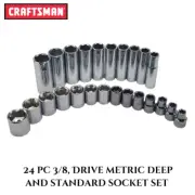 Craftsman Socket Set 24 Piece Metric Deep and Standard 3/8 Drive 6-Point Ratchet
