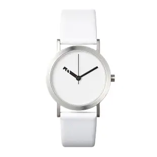 NORMAL 時間唱盤錶 Extra 32 設計師錶款 黑指針 銀錶殼 白 皮錶帶 男錶 女錶 手錶 石英錶
