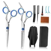 Hair Cutting Scissors Kits, 10 Pcs Stainless Steel Hairdressing Shears Silver