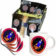 3dRose cgb_12153_1 Countdown to Take Off Cute Rocket Ship Red and Blue-Coffee Gift Basket, Multicolor