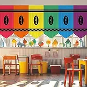 yesaior 6 Pcs Classroom Curtains Colored Crayon Drawing Curtains Back to School Rainbow Pencil Curtains for Kindergarten School Classroom Room Decor 36" x 24"
