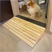 Wooden Threshold Ramps for Pet, with Anti-Slip Surface Portable Lightweight Rubber Wheelchair Ramp,Home Stairs Doorway Solid Wood Barrier Free Slope Pad (Size : 10.1x11.8x2.7inch/25.8x30x7cm