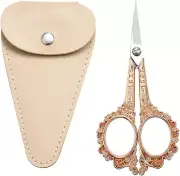 Sewing Scissors Embroidery Scissors, 4.5In Rose Gold Crochet Scissor with Sheath