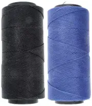 2 Knot It Waxed Polyester Cord 1mm Diameter 144M Spools (Black, Cobalt)