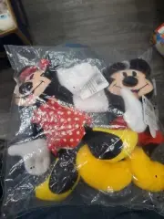 Vintage Applause Disney Mickey & Minnie Mouse 8” Bean Bag Plush Stuffed Toy New