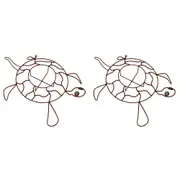 2x Wire Turtle Planter w/ Green Eyes Home/Garden Display Decor 78x57cm Rust