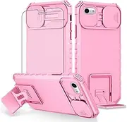 Asuwish Phone Case for iPhone 7/8/SE 2020/2022 with Screen Protector and Slide Camera Cover Kickstand Stand Cell iPhone7 iPhone8 7s 8s i SE2020 SE2022 2/2nd/3/3rd Generation SE2 SE3 Women Men Pink
