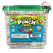 2x Tubs Sour Punch Twists Assorted Sour Flavors Candy | 210 Per Tub | 41.4oz