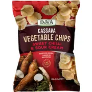 DJ&A Cassava Vegetable Chips Sweet Chilli & Sour Cream 100g (Pack of 5)