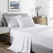 Royal Comfort - Sheet Set, 2000TC Ultra Soft Bamboo Microfibre Blend, Fitted Sheet and Flat Sheet and Pillowcase Set (Queen, White)