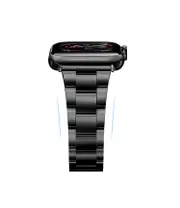 Friendie Sydney Collection Steel Link Band for Apple Watch (Black) [Large]