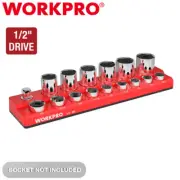 WORKPRO 1/2-Inch SAE Magnetic Socket Organizer Holds 16PCS Standard Size Sockets