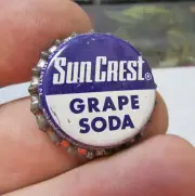 Vintage cork lined soda Bottle Cap, 1940s Sun Crest Grape Soda, Natl Nugrape GA
