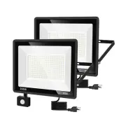 2 Pack 200W LED Motion Sensor Flood Light,LED Work Light with Plug,Super Brig...