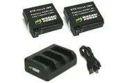 Wasabi Power Battery (2-Pack) and Triple USB Charger for GoPro HERO4, AHDBT-401