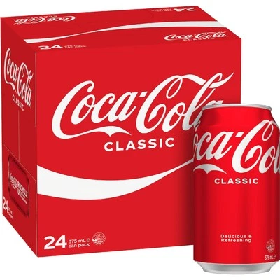 Coca - Cola Classic Soft Drink Multipack Cans 375ml X 24 Pack