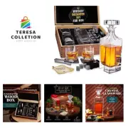 Whiskey Decanter Gift Set by – Liquor Bourbon Decanter 34 oz 1000 ml with Gla...