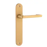Iver Baltimore Return Door Lever Handle on Oval Backplate Brushed Brass