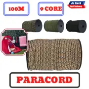 9 Strand Core Type III Rope-100M 550 Paracord Parachute Cord Lanyard Mil Spec