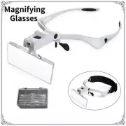 Magnifying Glass Lens LED Light Lamp Visor Head Loupe Jeweler Headband Magnifier