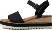 Toms Diana Black Canvas Women's Platform Wedge Sandals 10017856
