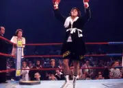 Alfredo Evangelista is introduced prior to fight vs Muhammad Ali a- Old Photo
