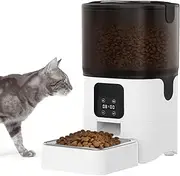 Automatic Cat Feeder, 6L Programable Automatic Pet Feeder for Cats & Dogs, Timed Cat Food Dispenser with Customize Feeding Schedule, 1-4 Meals Per Day Dual Power Supply Auto Cat Feeder