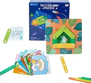 Yorooha Wooden Letter Number Construction Stacking Blocks Educational Preschool Toys Color Shape Recognition Pegboard STEM Puzzle Brain Teaser for Toddler Kids Age 2 3 4 5 6